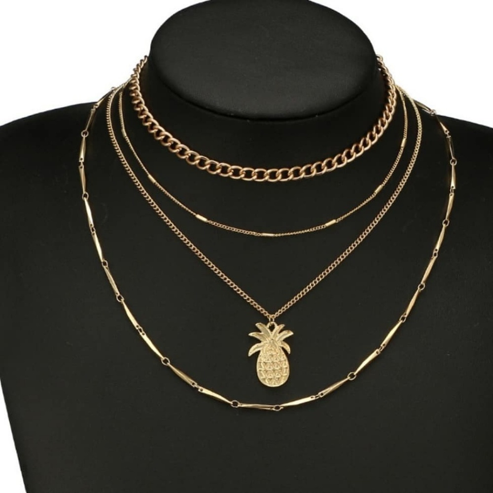 Multi layer pineapple necklace